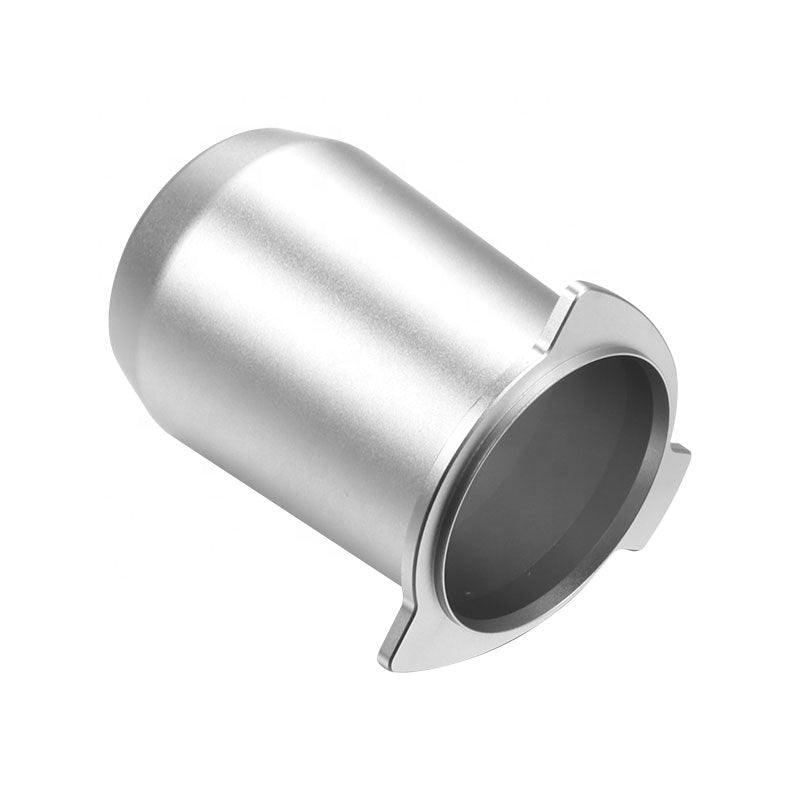 Breville 54mm dosing cup in silver color side view