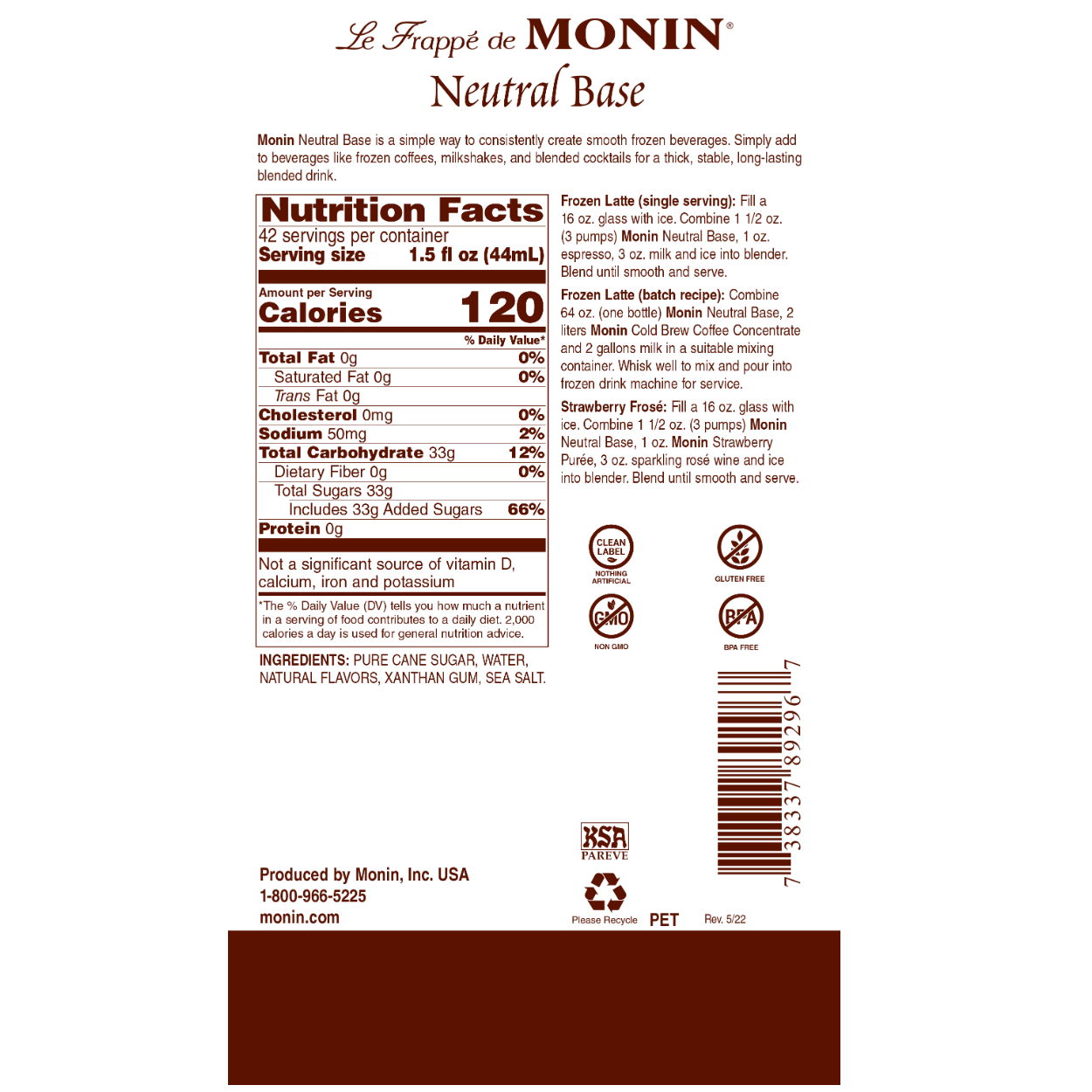 Monin Neutral Beverage Base (Dairy Free)
