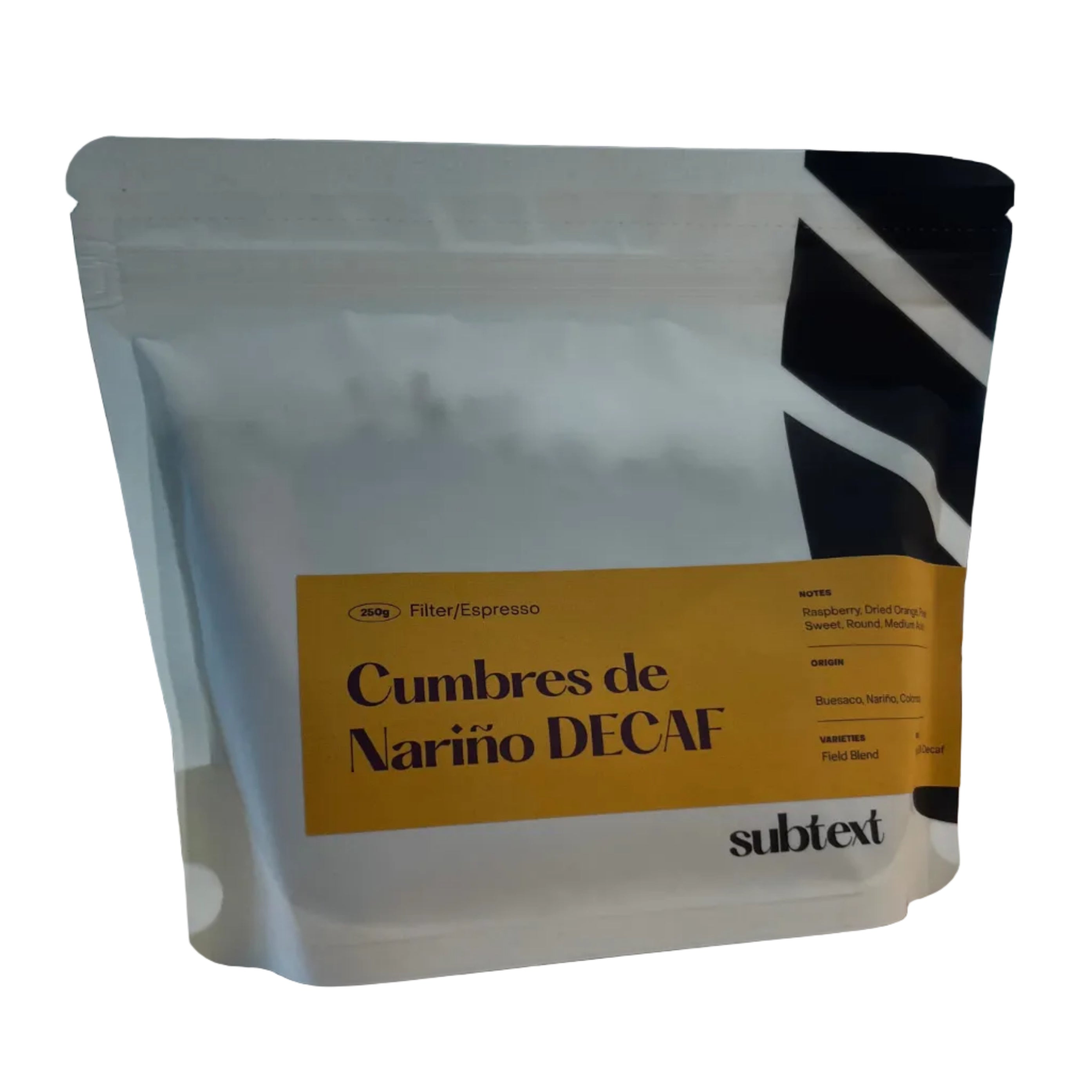 Subtext - Colombia -  Cumbres de Nariño Decaf Espresso Coffee Beans