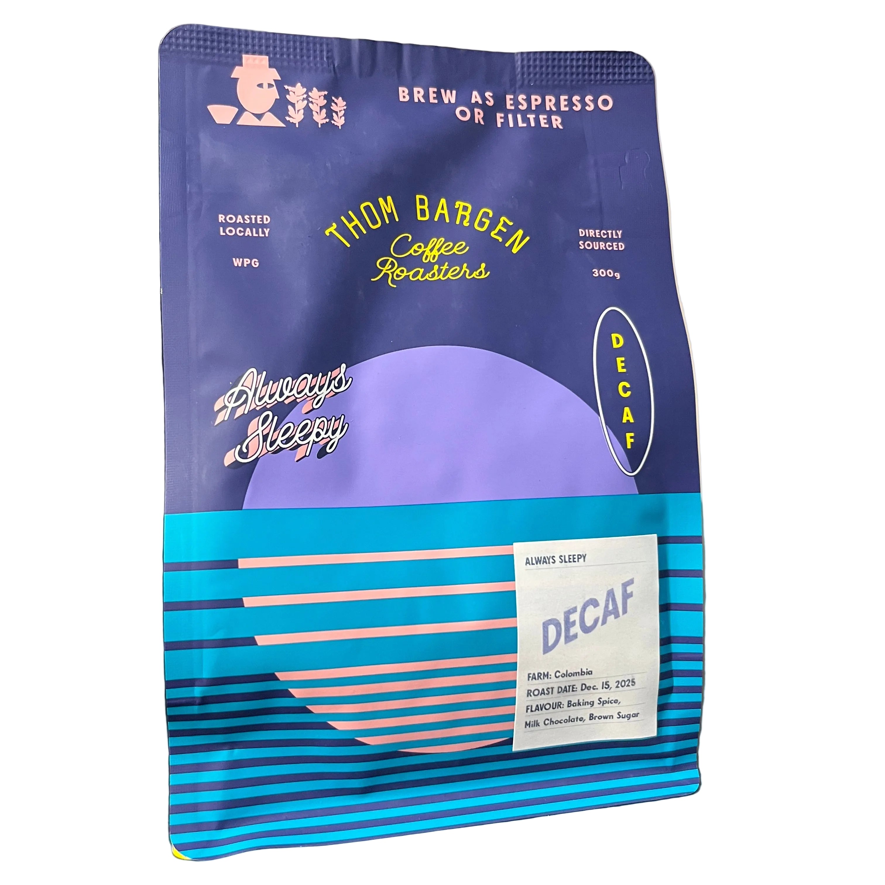 Thom Bargen - Always Sleepy Decaf Espresso or Filter Coffee Beans