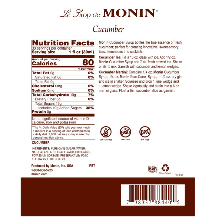 Monin Cucumber Syrup