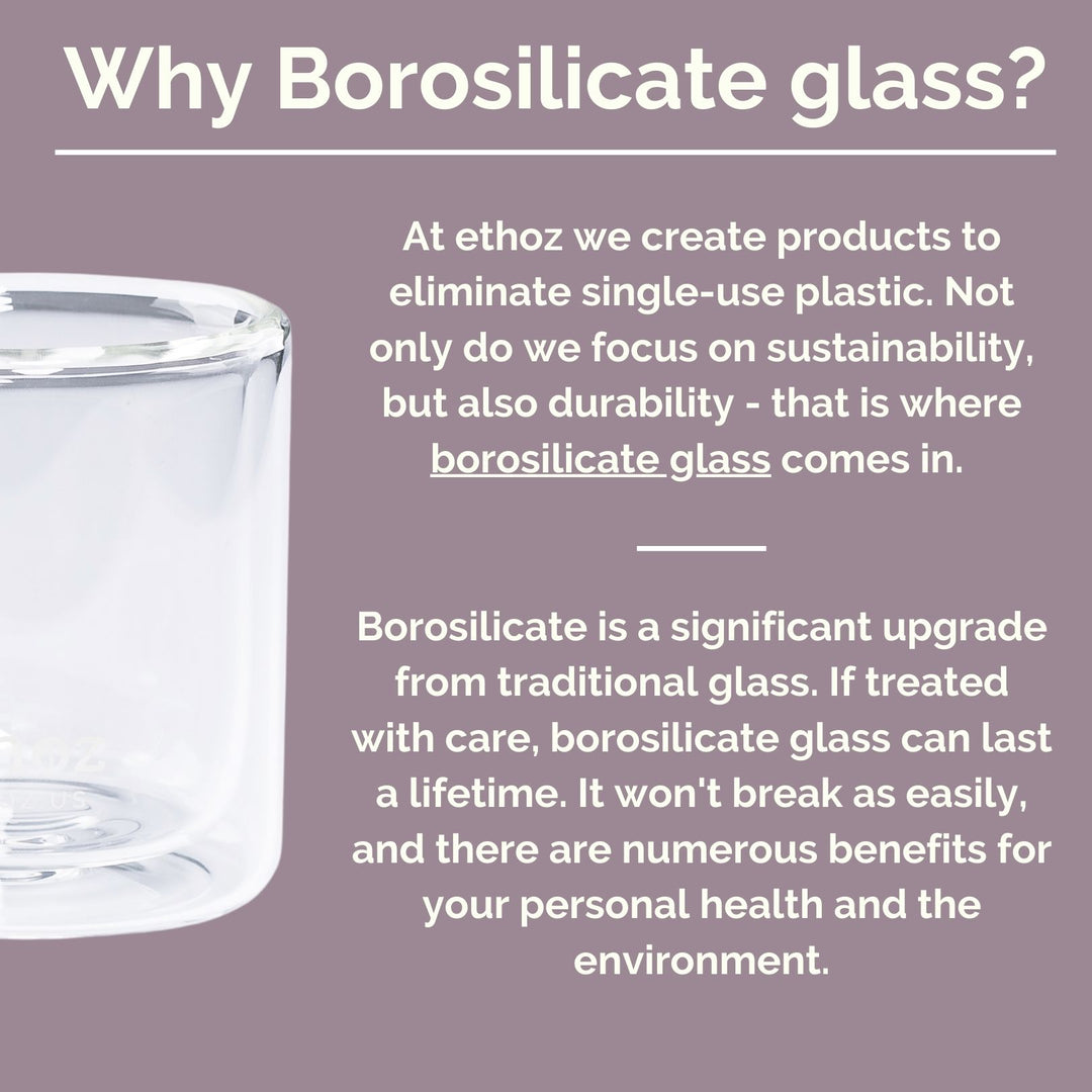 ethoz® Double Wall 8oz (237ml) Glass Cups - Set of 2