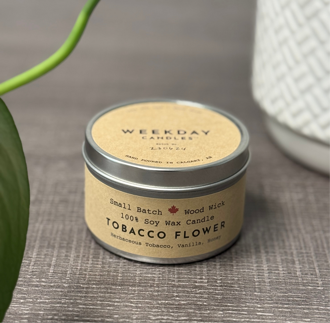 Tobacco Flower Cabin Candle Tin