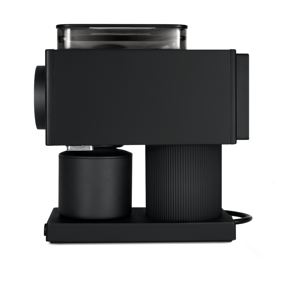 Fellow Ode coffee grinder in black side view