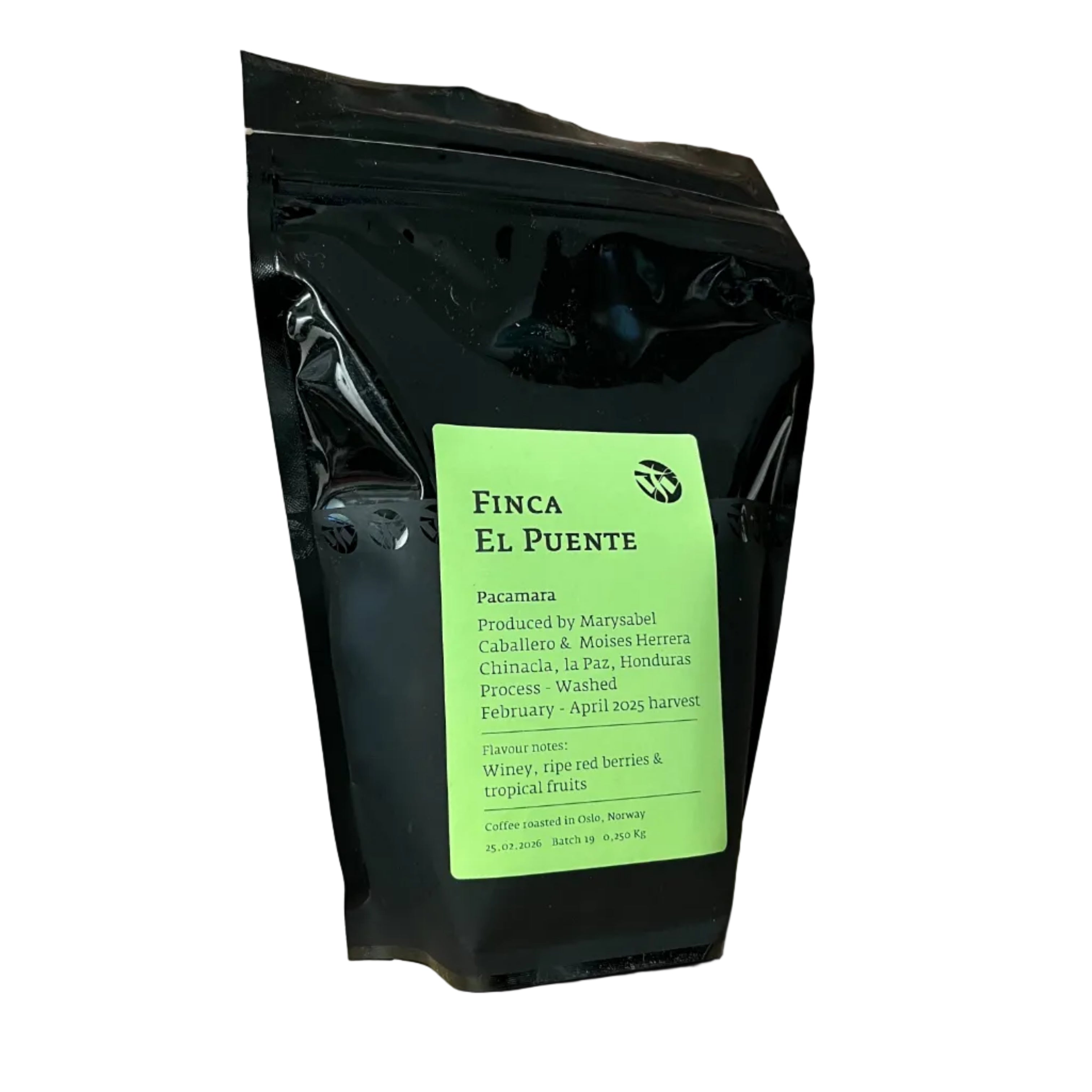 Bag of Tim Wendelboe Finca El Puente Pacamara coffee beans