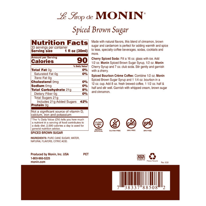 Monin Spiced Brown Sugar Syrup