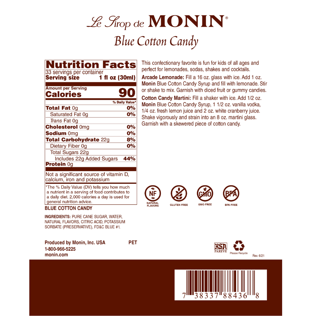 Monin Blue Cotton Candy Syrup