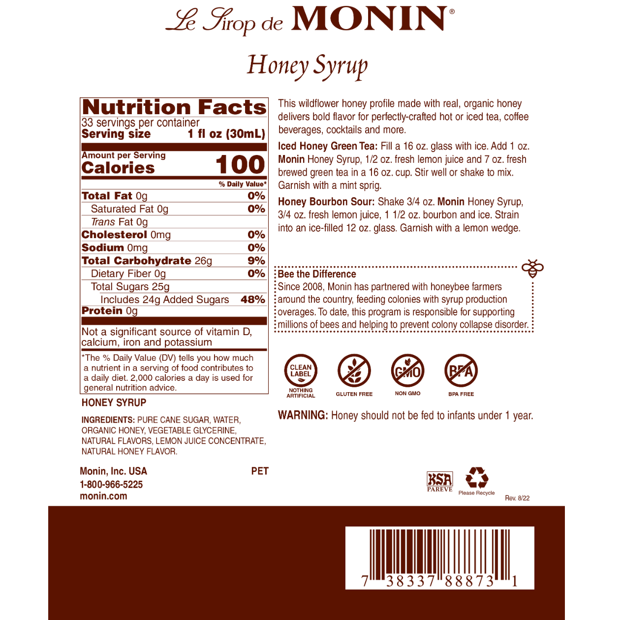 Monin Honey Syrup