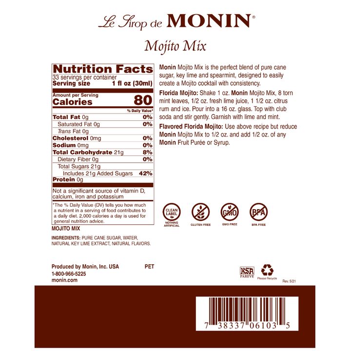 Monin Mojito Mix Syrup