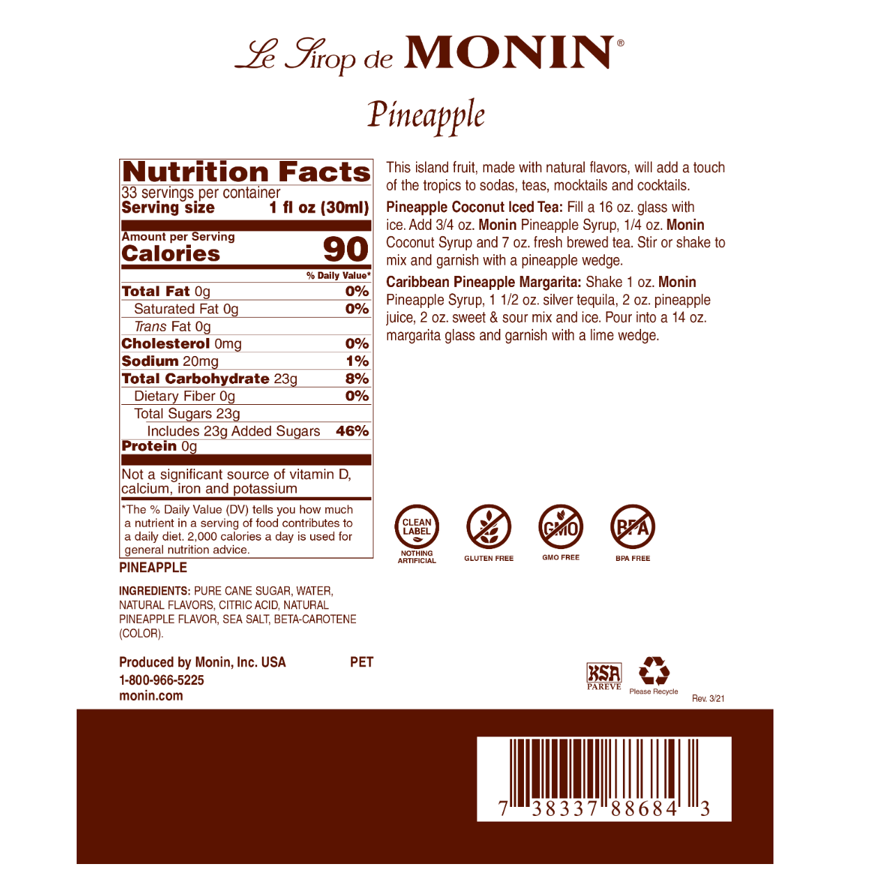 Monin Pineapple Syrup