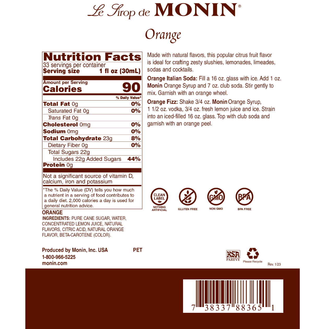 Monin Orange Syrup