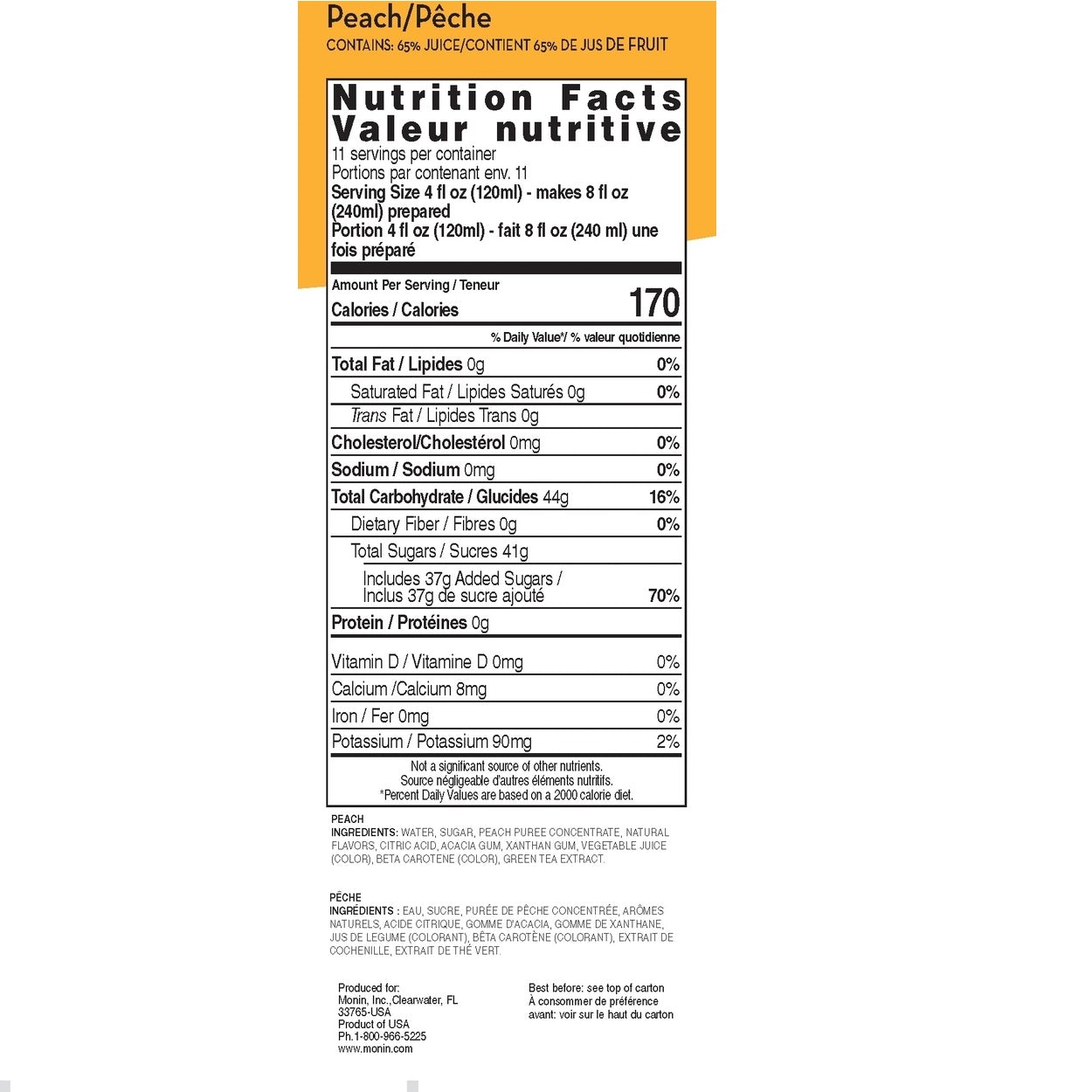 Monin Peach Smoothie Mix