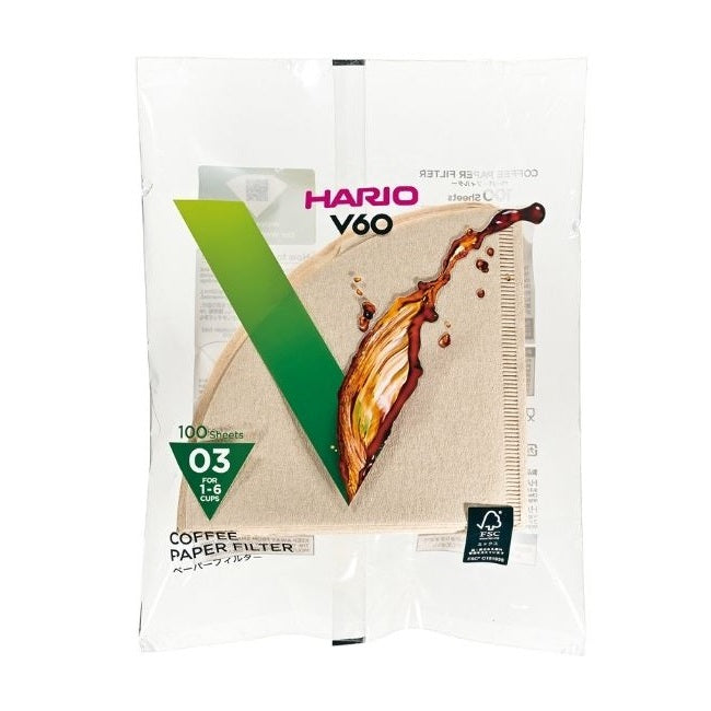 Hario V60-03 Paper Filters Unbleached - 100pk
