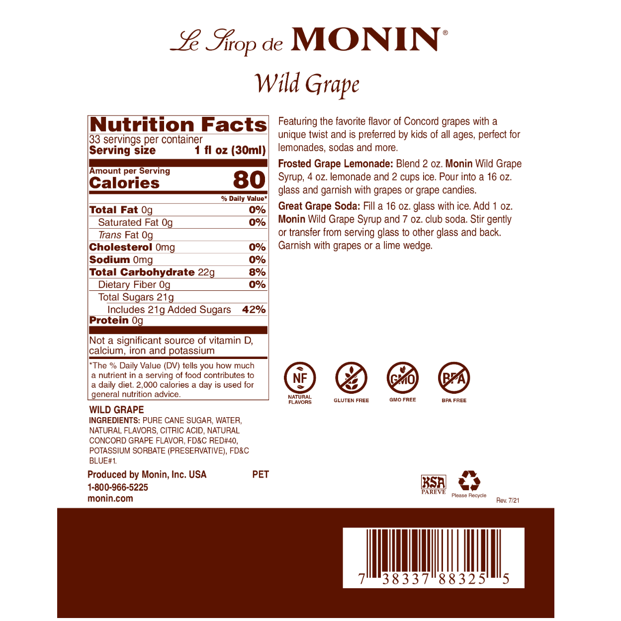 Monin Wild Grape Syrup