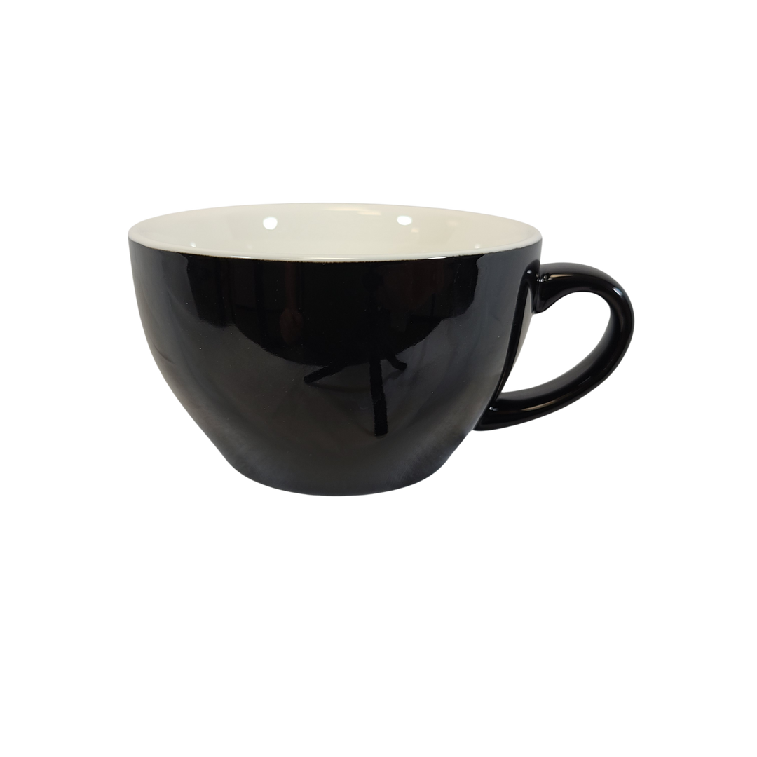 Coffee Addicts commercial ceramic cup in glossy black latte cappuccino cup 8oz 250ml