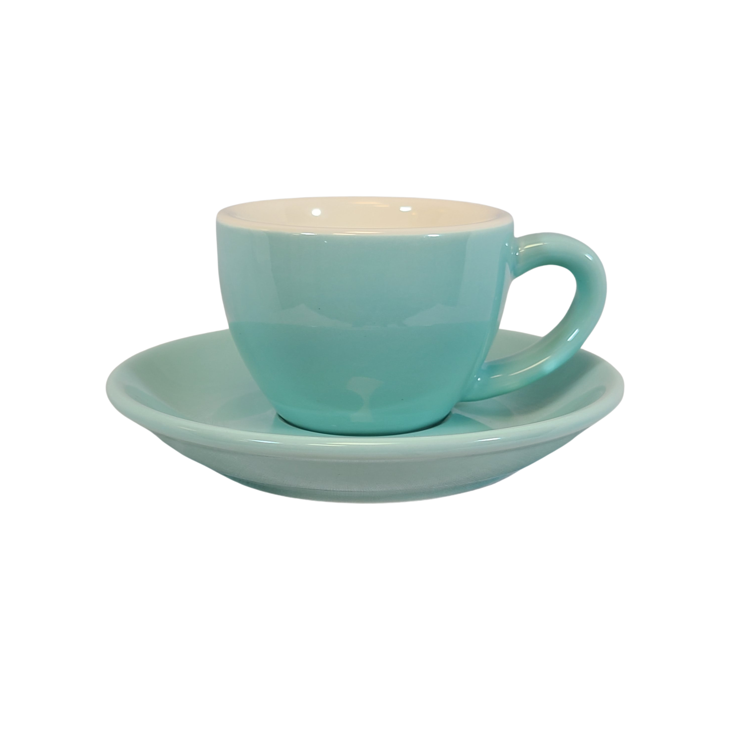 Coffee Addicts commercial ceramic cup with saucer in glossy blue espresso cup 2.7oz 80ml