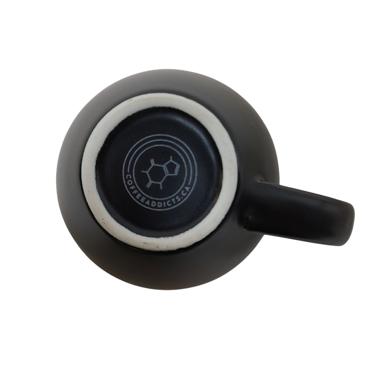 Coffee Addicts commercial ceramic cup with saucer in matte black espresso cup 2.7oz 80ml underside