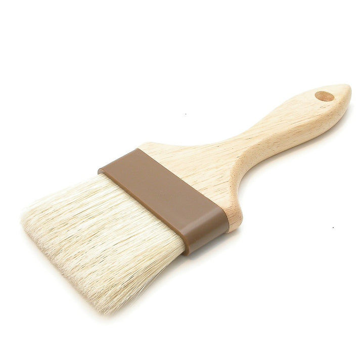 3" Wide Flat Brush With Wood Handle &amp; Natural Bristles - Coffee Addicts Canada