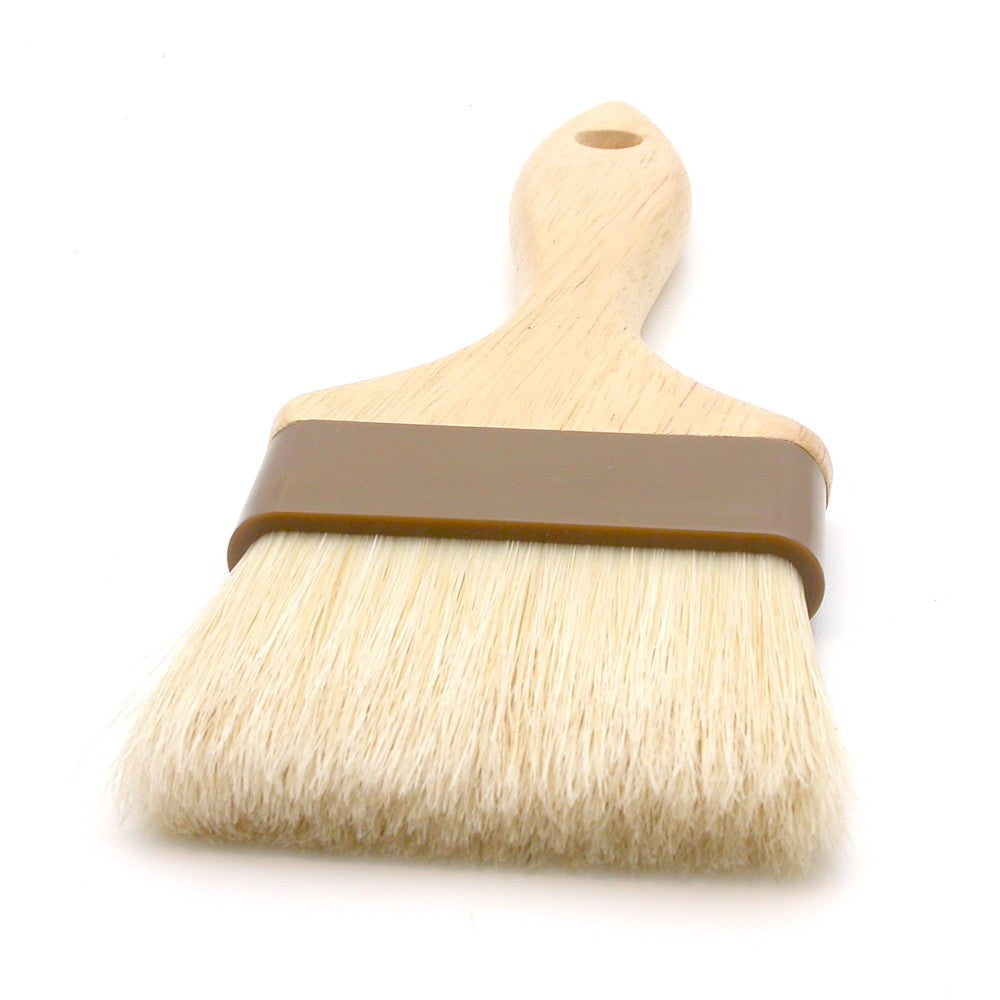 3" Wide Flat Brush With Wood Handle & Natural Bristles - Coffee Addicts Canada