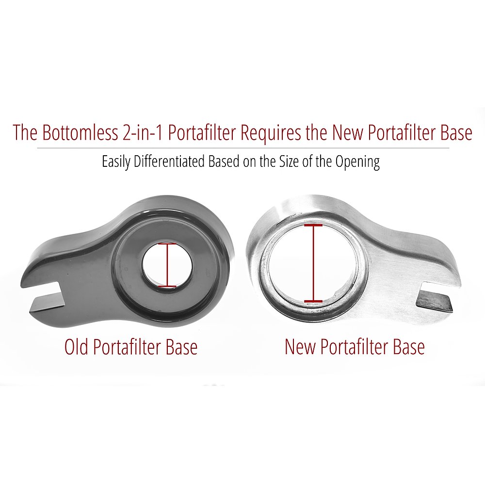 Old vs new Flair portafilter base: the 2-in-1 portafilter needs the new base