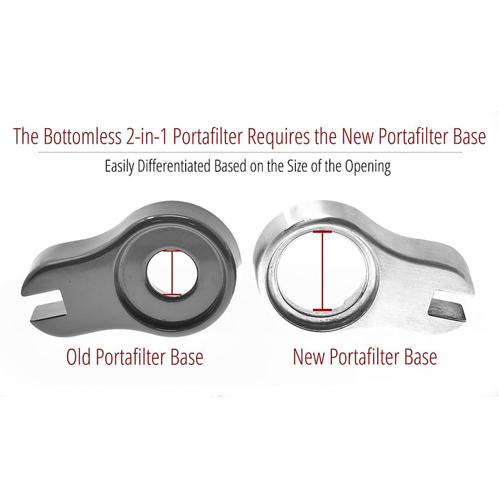 Old vs new Flair portafilter base: the 2-in-1 portafilter needs the new base