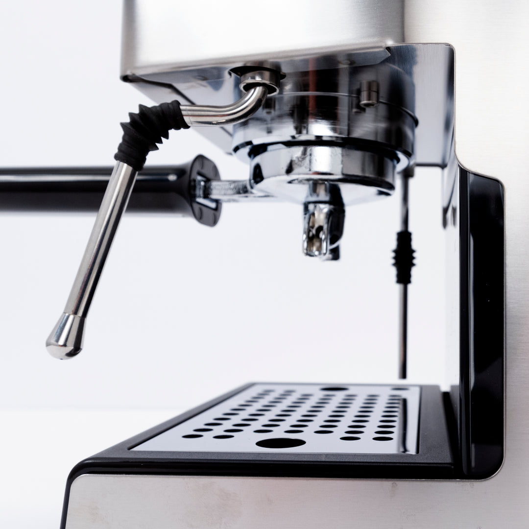 Gaggia Classic Pro stainless steel espresso machine commercial steam wand view