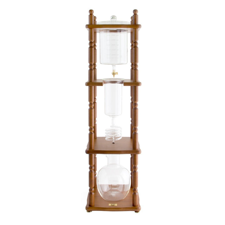 Yama Glass 25 Cup Cold Drip Maker Curved Brown Wood Frame (Special Order) - Coffee Addicts Canada