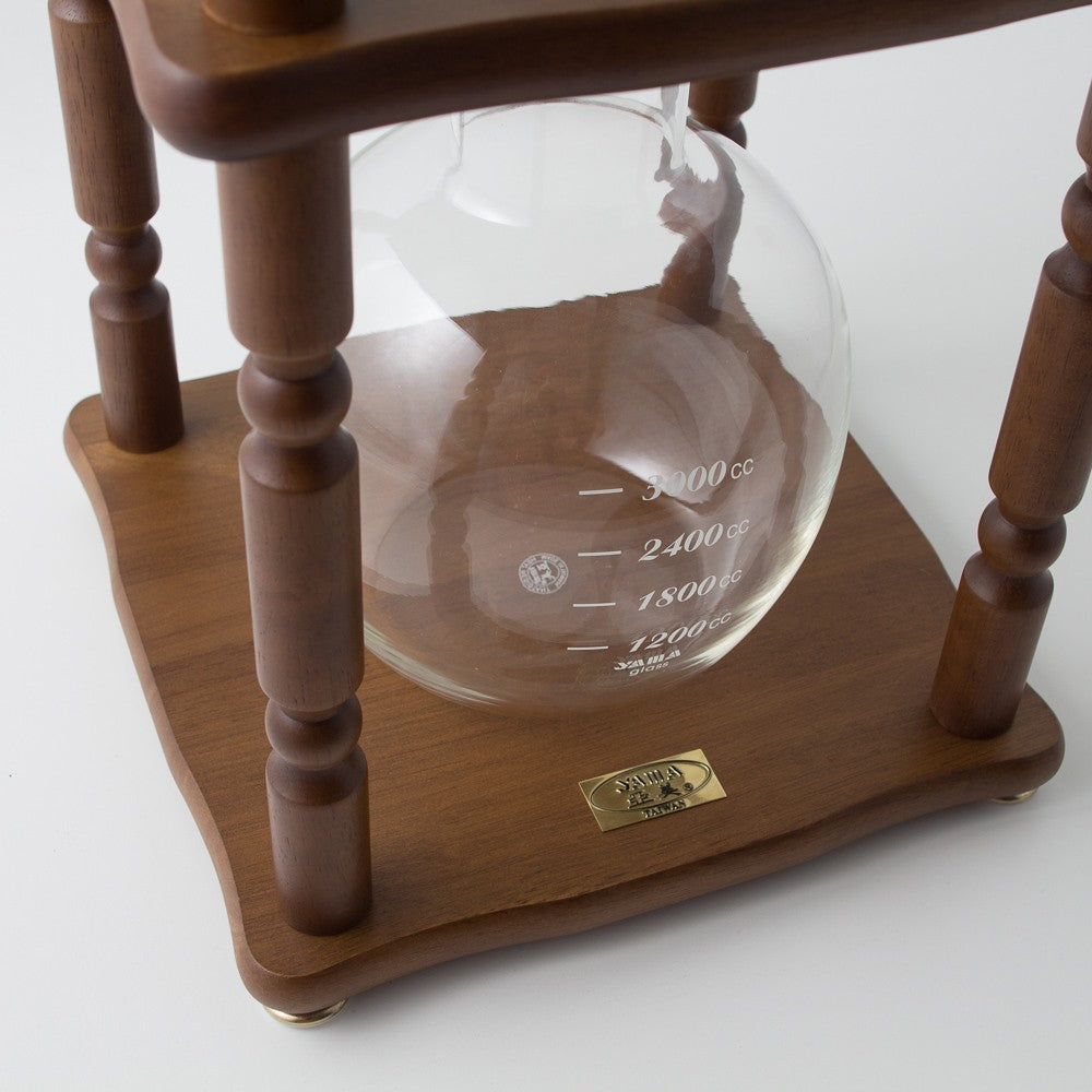 Yama Glass 25 Cup Cold Drip Maker Curved Brown Wood Frame (Special Order) - Coffee Addicts Canada