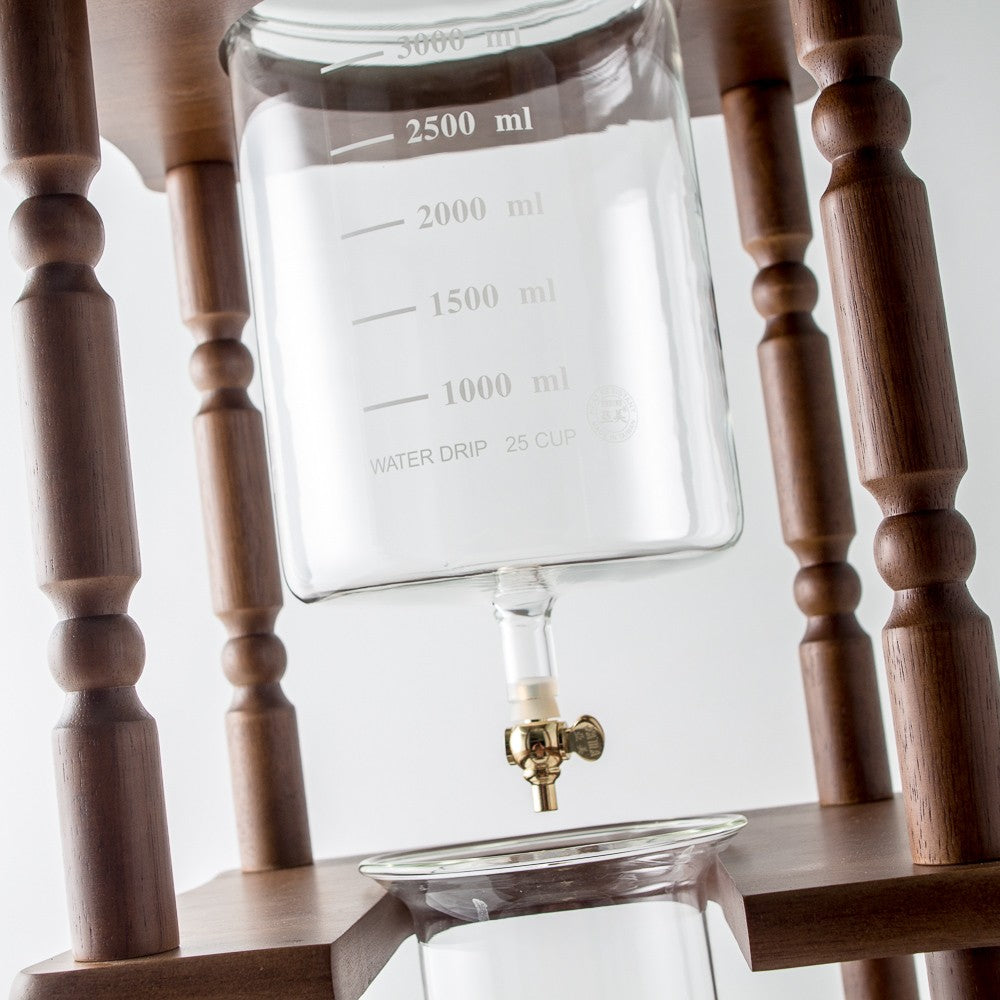 Yama Glass 25 Cup Cold Drip Maker Curved Brown Wood Frame (Special Order) - Coffee Addicts Canada