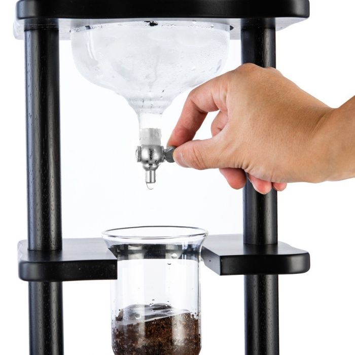 Yama Glass 6-8 Cup Cold Drip Maker Straight Black Wood Frame