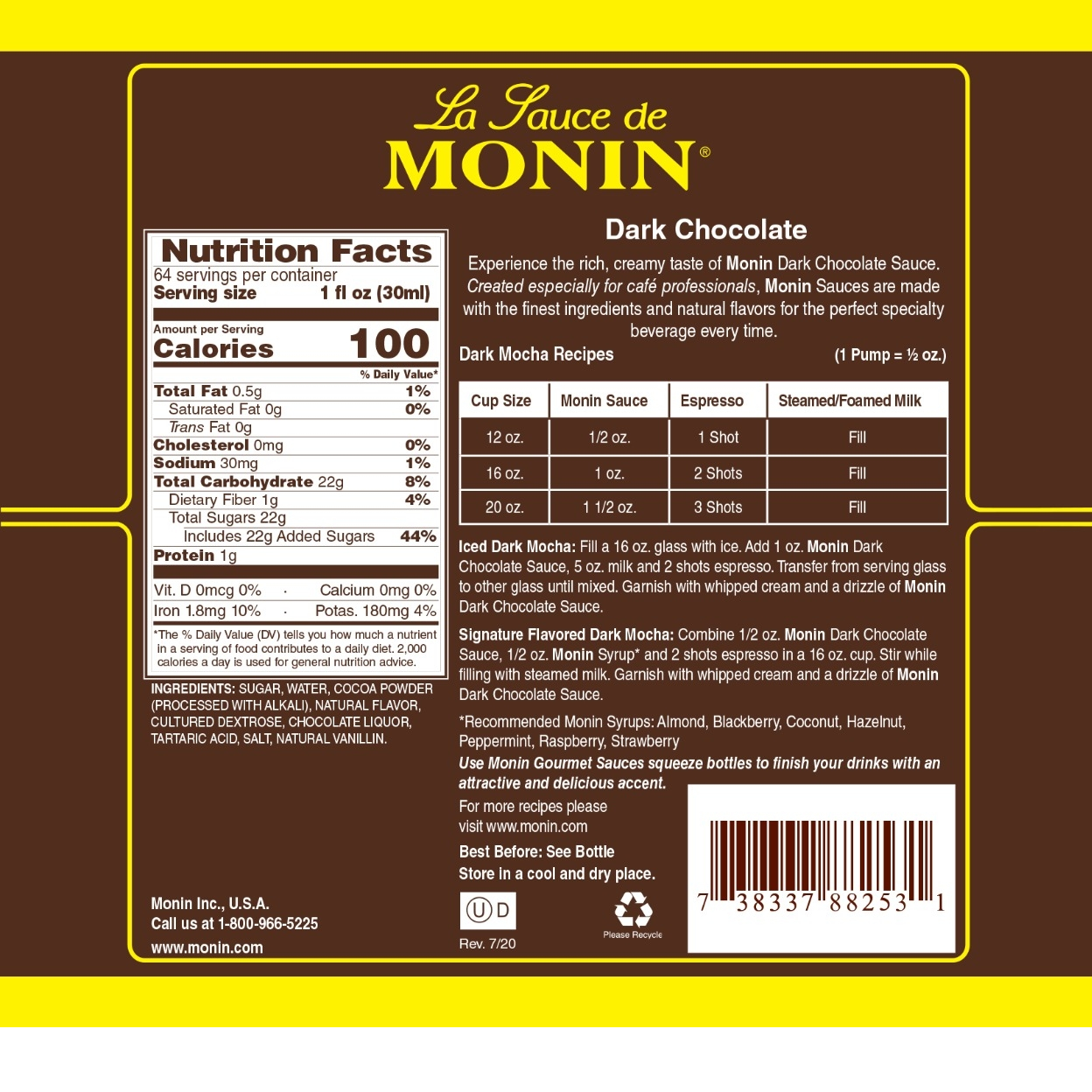 Monin Dark Chocolate Sauce
