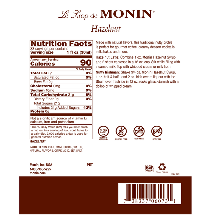 Monin Hazelnut Syrup