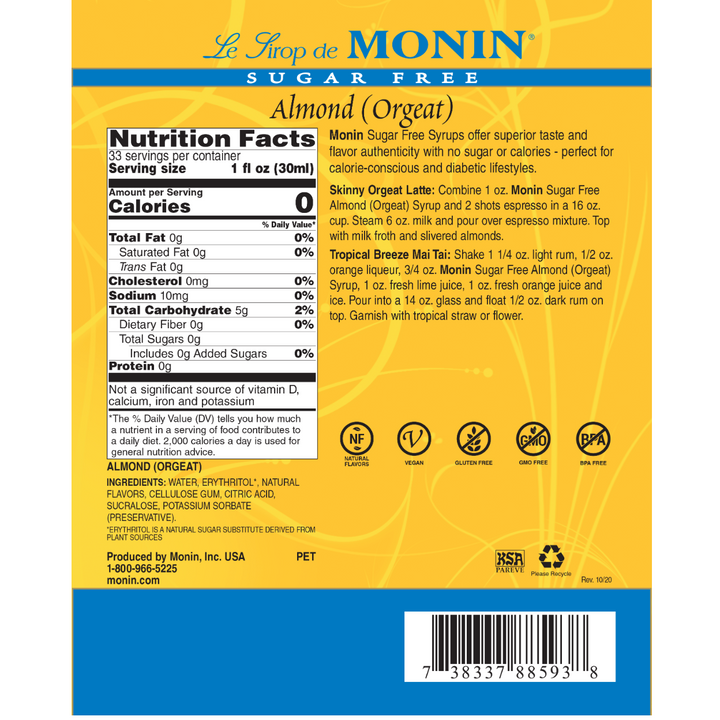 Monin Almond Sugar Free Syrup