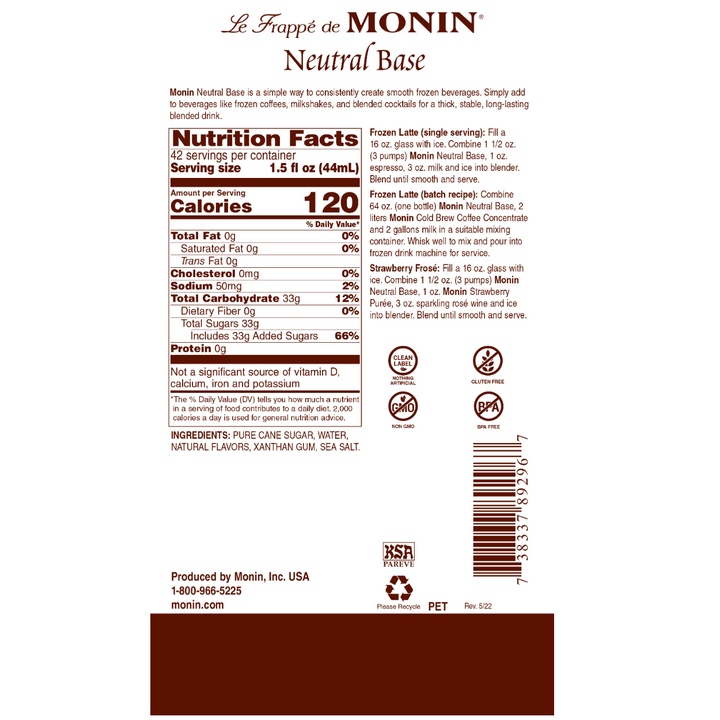 Monin Neutral Beverage Base (Dairy Free)