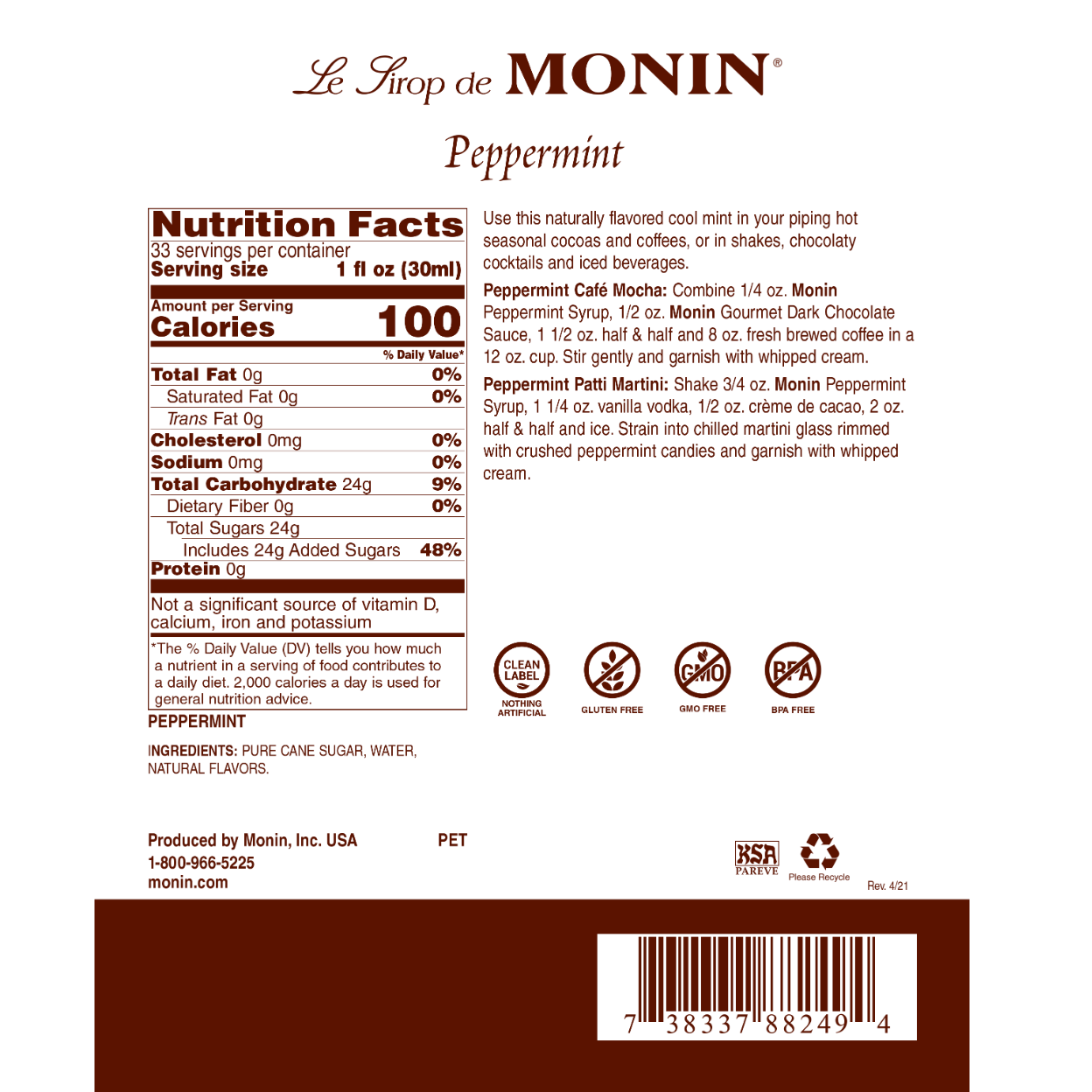 Monin Peppermint Syrup