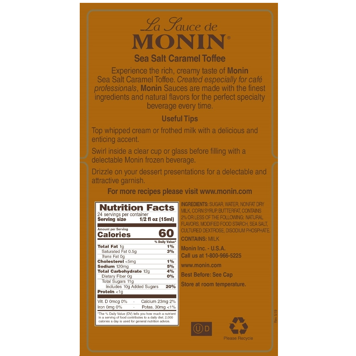 Monin Sea Salt Caramel Toffee Sauce