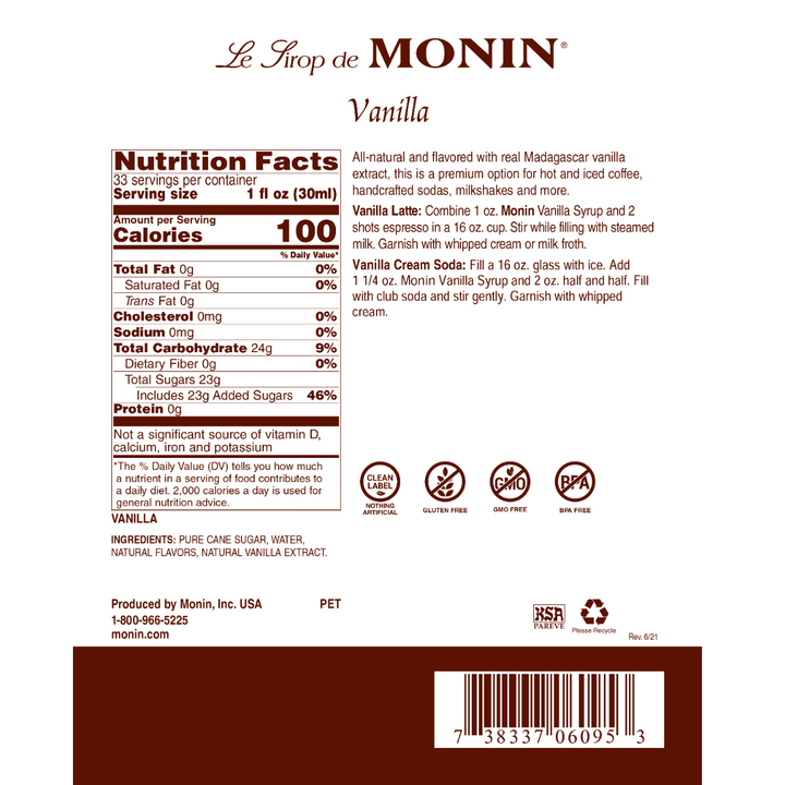 Monin Vanilla Syrup